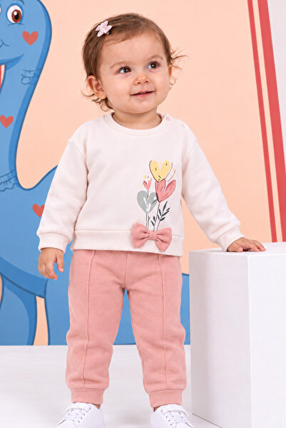Rocha Baby Rocha Baby Girl Heart Floral Print 2-Piece Set - Sweatshirt and Pa...