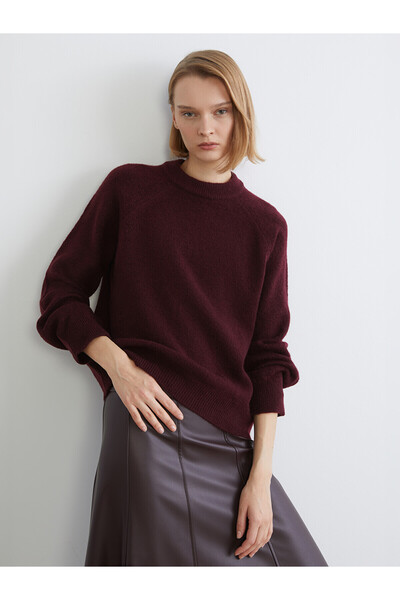 LC Waikiki Nevavm Lcw Vision Burgundy Oval Collar Women's Knitwear Sweater wi...