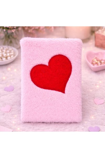 naque Pink Plush Notebook with Heart