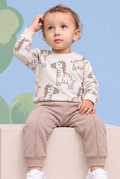 Rocha Baby Rocha Baby Ecru Brown Zebra Printed 2-Piece Set - Interlock Cotton...