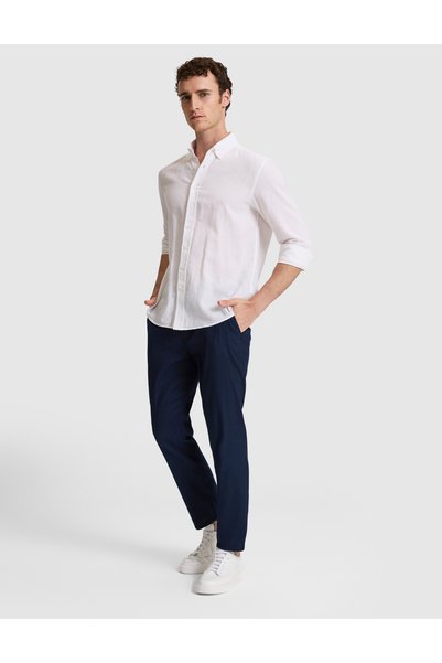 Pierre Cardin Cămașă cu mânecă lungă, croială normală, din amestec de in alb 50325356-VR013