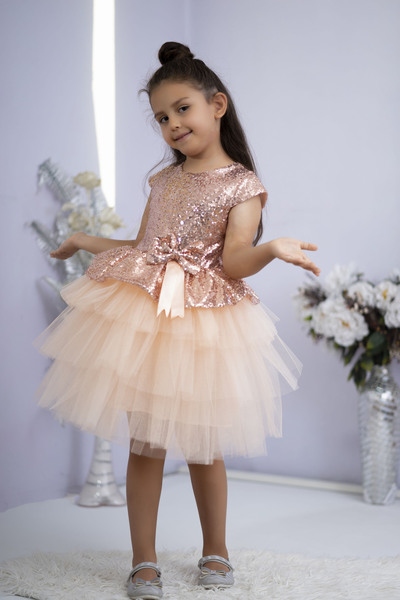 Mixie Salmon Girl's Tulle Evening Dress Party and Birthday Dress