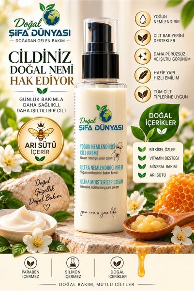 DogalSifaDünyası Intensive Moisturizing Cream 150 ml Premium Intensive Moisturizing Cream with Goat Milk and Royal Jelly