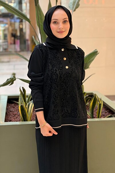 FUAT GÜRSEN Fuat Gürşen Floral Guipure Patterned Knitwear Tunic