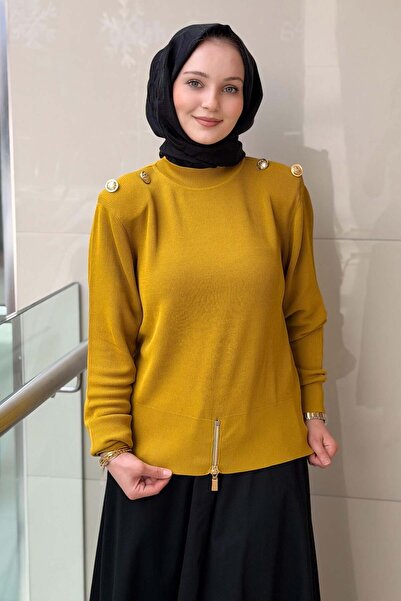 Ghisa Knitwear Tunic with Button Detail on the Shoulders