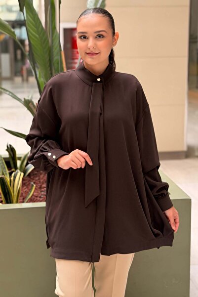Ghisa High Collar Slim Flared Detailed Shirt