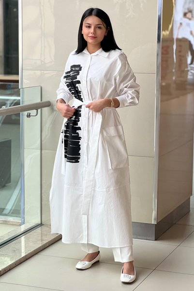 Nurcan Çetin فستان قميص مطبوع