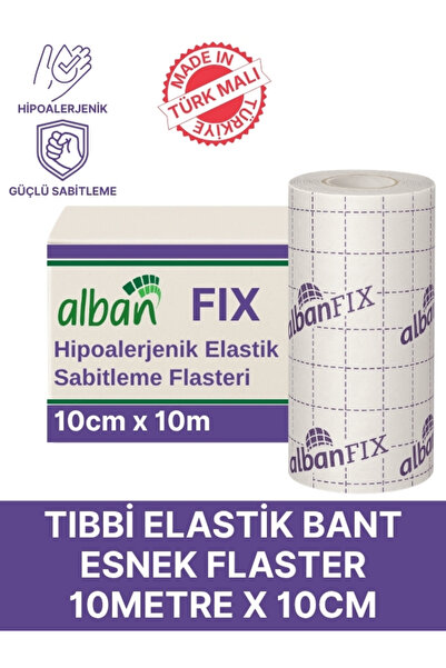 Alban FİX Elastik Sabitleme Bandı 10cm x 10m. Elastik Non-Woven Medikal Flaster