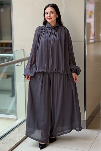 Ghisa Batwing Sleeve Tunic Pleated Wide-Leg Pants Set