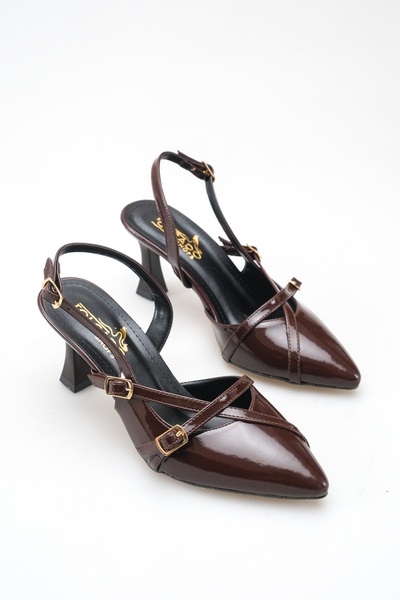 Tolgado Two-Striped Black Patent Leather Women's Heels