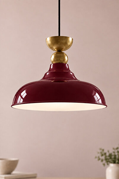 LUMINZO Rauze Bohem Metal Eskitme Aksesuar Bordo Metal Sarkıt 35 Cm Avize Yem...