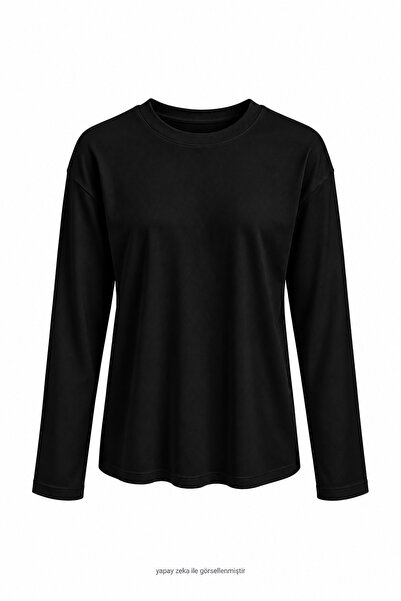 elifteke Straight Model Long Sleeve Blouse Black