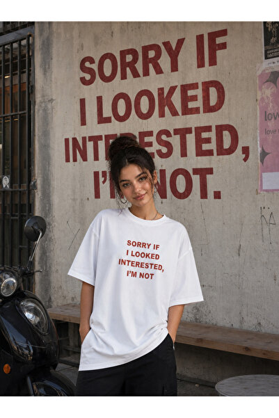 Ninkasiwear Sorry if I Looked Interested, I'M Not - Text Printed Unisex Overs...