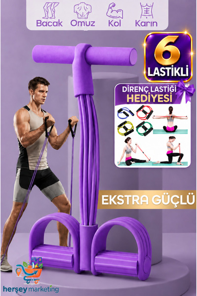 HerŞey Marketing 6 Tüplü Body Trimmer Mekik Çekme Aleti Evde Spor Egzersiz La...
