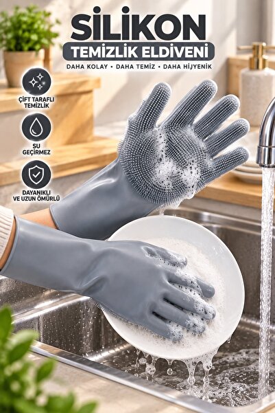 İndirimKap Magic Gloves Sihirli Bulaşık Eldiveni Mutfak Banyo Temizleme Fırça...