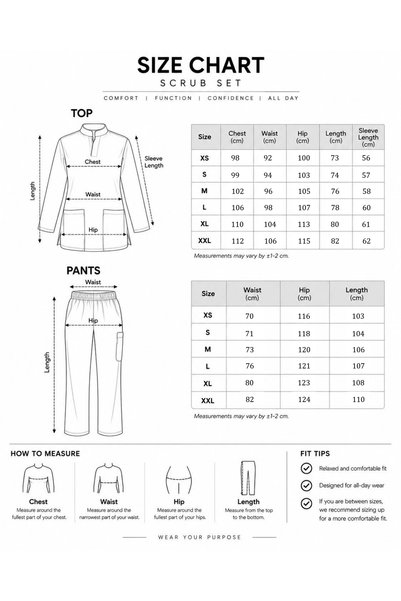 sketch Full Set Purple Long Sleeve Medical Nurse Uniform Scrubs Sets for Women