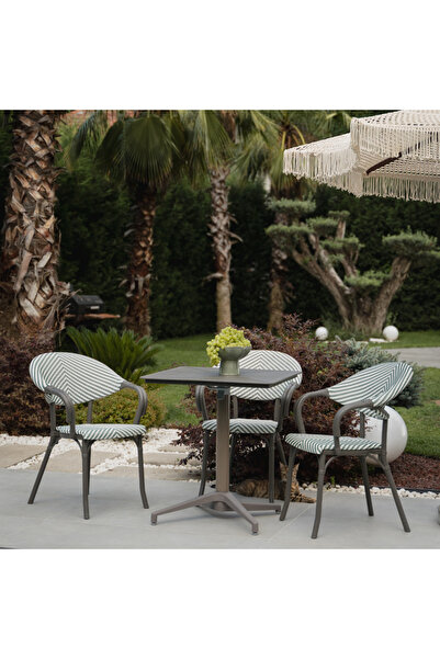 Tilia Moon Katlanır Masa 80X80 cm Vizon - Bahçe, Balkon, Kafe, Restoran İçin,...