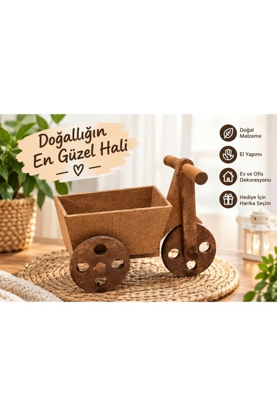 Tavaca Dekorasyon Dekoratif Ahşap El Arabası Saksı ve Sunumluk