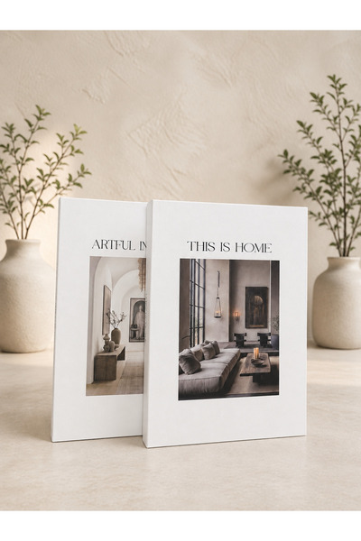 LUMEYA HOME This Is Home ve Interiors Dekoratif Kitap Kutu Seti 2’li