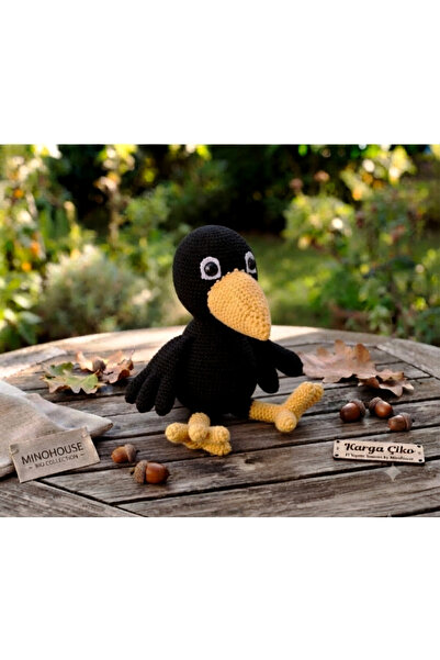 MİNOHOUSE Amigurumi Şirin Karga Çiko Uyku Arkadaşı Organik Oyuncak