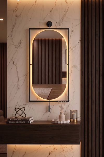 SERENİTY BLACK KABLOSUZ PİLLİ LED AYNA, MAKYAJ AYNASI, DUVAR AYNASI,