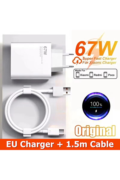 Choice EU Plug - 1.5m Cable 67W 6A Ultra Fast USB Charger For Xiaomi 10 11 12...