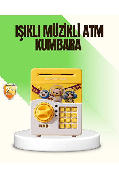 SS HOME CONCEPT Yellow Electronic Password Atm Appearance Children's Piggy Bank