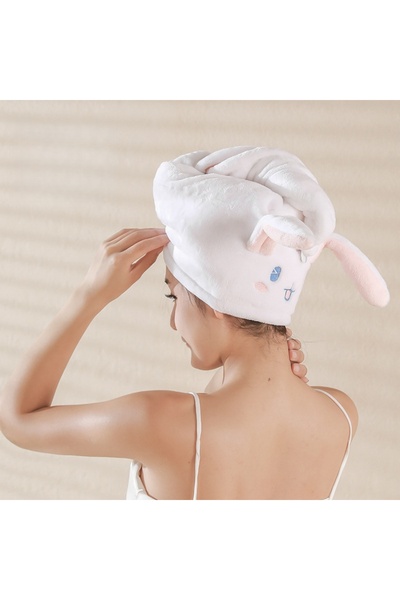 Choice pink 1pc Hair Drying Towel Cute Rabbit Ear Wet Hair Wrapping Hat Soft ...