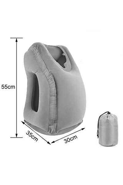 choice2 grey Inflatable Travel Pillow Office Nap Pillow Airplane Flight Outdo...
