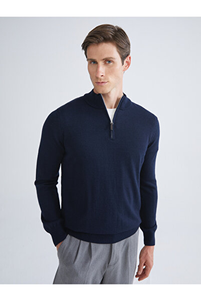 LC Waikiki Nevavm Farkıyla Southblue Navy Blue Knitwear Flat Stand Collar Men...