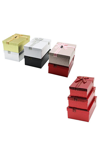 SS HOME CONCEPT 3Pcs D.Quadrilateral Shiny Mix Color - Embossed Pattern Cardb...