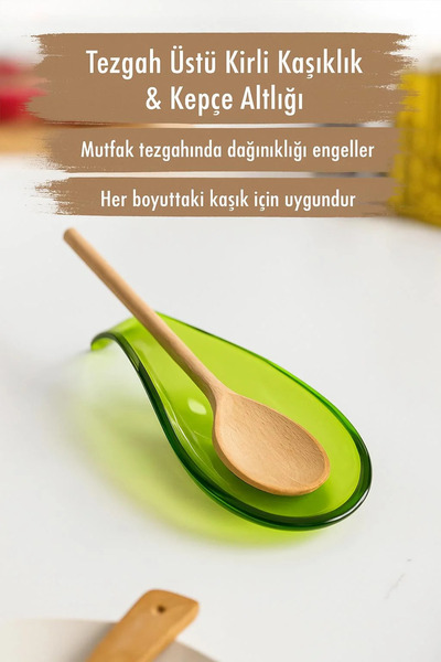 SS HOME CONCEPT Acrylic Green Countertop Dirty Spoon Holder & Ladle Mat