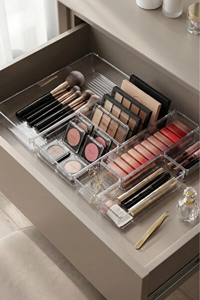 SS HOME CONCEPT 5-Piece Transparent Drawer Makeup and Jewelry Organizer Set &...