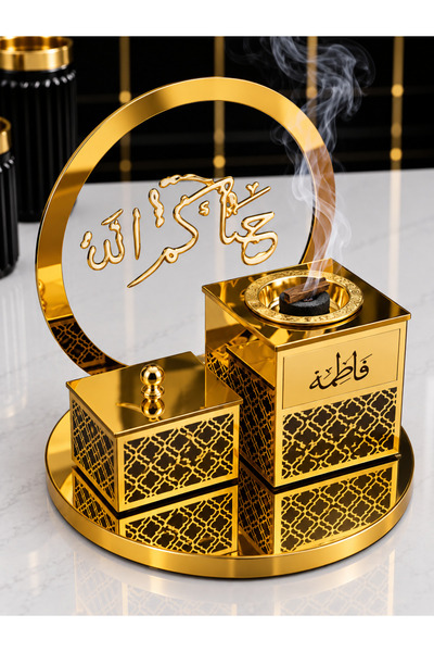 Samrix Gold Acrylic Fatma Incense Burner Set – with Box and 10g Premium Morki...