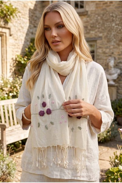 Dosimira Women's Rose Rococo Handmade Cotton Scarf