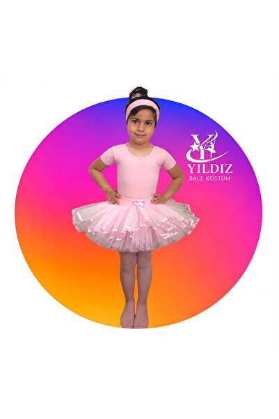 Yıldız Bale Kostüm ve Spor Kısa Kollu Sırtı Biyeli Bale Mayosu & Tül Etek