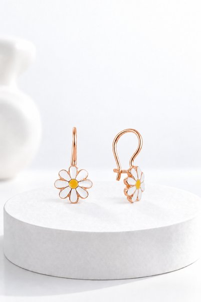 jelux silver Gümüş 925 Ayar Mineli Prenses Rose Çocuk Küpesi