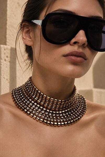 SOLÉORA COAST Gold Renk Kalın Zincir Choker Kolye – Marka Model Kadın Kolye