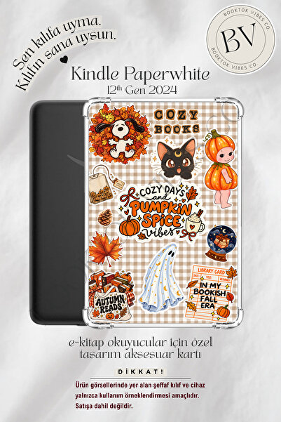 BookTok Vibes Co. Pumpkin Spice Sonbahar Bookish Sticker Kolaj Insert - Kindl...