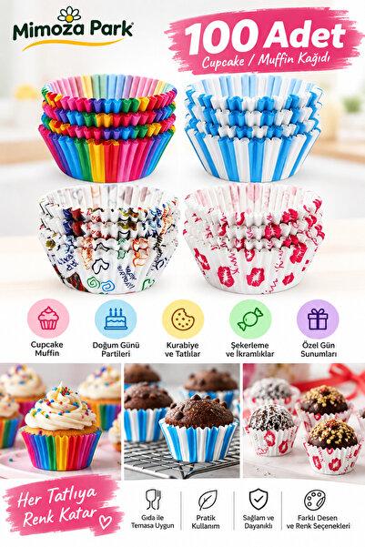 MİMOZA PARK 100 Adet Kağıt Kek Kapsülü | Muffin Cupcake Kek Kapsülü | 100'lü ...