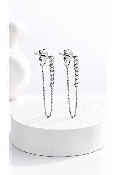 jelux silver Gümüş 925 Ayar Su Yolu Asansör Model Zirkon Taşlı  Küpe