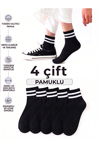 Cousen 4 Çift Pamuklu ÇORAP Tenis/Kolej GÜNLÜK SPOR UNİSEX TER EMİCİ