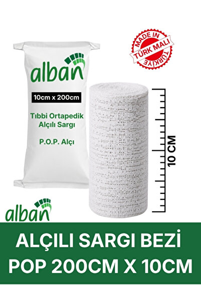 Alban Alçılı Sargı Bezi 10 cm x 2 m Ortopedik Medikal Alçı Bandaj POP (Plaste...