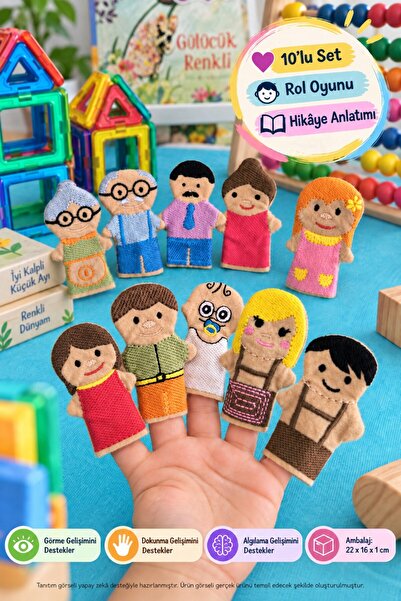 TOYFEST Family Members Finger Puppet Set 10Pcs Educational Story Telling and ...