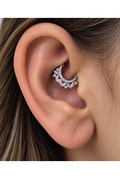 Arescollection 1 adet çelik zirkon taşlı septum daith helix lobe uyumlu piercing