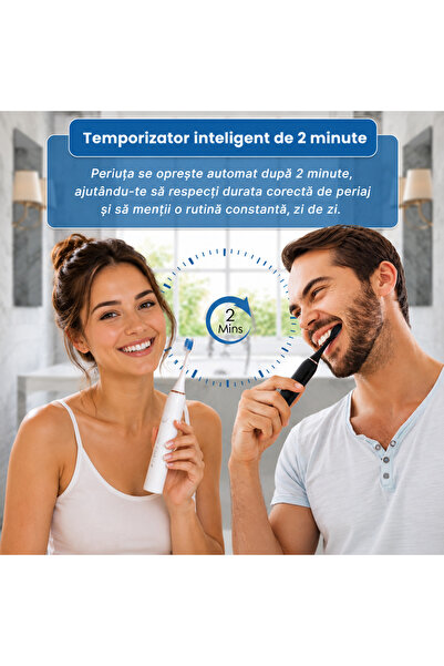 OEM Periuță de dinți electrică sonică PS01, până la 43.000 vibrații/min, 5 moduri, USB-C, IPX7, 5 capete incluse