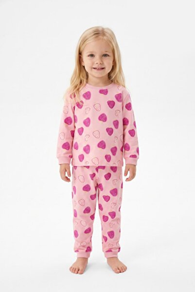İsobel Strawberry Detailed 100% Cotton Girls' Pajama Set