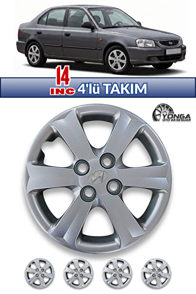 YONGA OTO AKSESUAR HYUNDAİ ACCENT Era 14 İnç Jant Kapağı 4'lü Set Gümüş + 4 A...