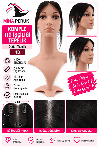 Mina Peruk Komple Tığ İşçiliği Doğal Tepelik - 7x12 - 1B