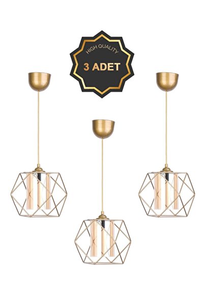 Trend Kitchen 3 Adet Trend Küp Eskitme Sarkıt Avize